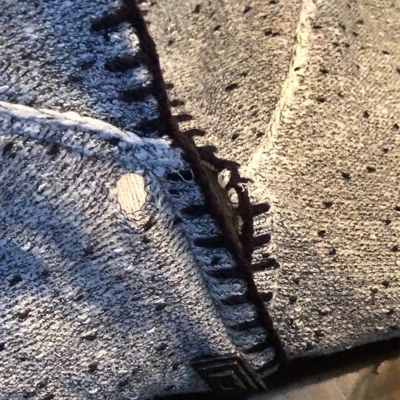 Barbara Katz Classic soft tweed quad pocket stitch trim boho button down sweater - Picture 9 of 13